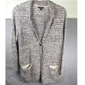 J. Jill Women's Sweater Jacket Somen's Small Petite SP Black/White/Cream Knit